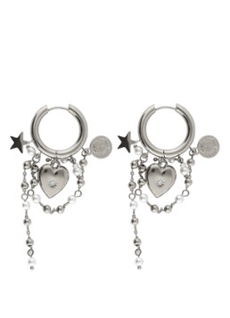 My Jewellery Dames Heart Pearl String oorringen met hangers in de kleur Zilver