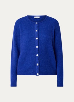 American Vintage Dames Fijngebreid vest in alpaca wolblend in de kleur Kobaltblauw, maat: M