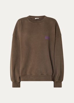 American Vintage Dames Plizzy sweater met logo in de kleur Bruin, maat: S