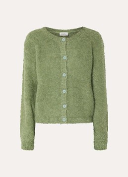 American Vintage Dames Zolly grofgebreid vest met ronde hals in de kleur Groen, maat: M/L