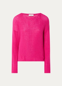 American Vintage Dames Liucity grofgebreide trui in alpaca wolblend in de kleur Donkerroze, maat: M/L