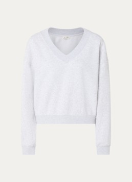 American Vintage Dames Chine sweater met V-hals in de kleur Grijsmele, maat: S