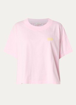 American Vintage Dames T-shirt met logoprint in de kleur Roze, maat: XS/S
