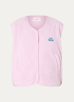 American Vintage Dames Hoktown bodywarmer van imitatiebont met steekzakken in de kleur Lichtroze, maat: M/L