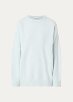American Vintage Dames Fijngebreide trui in alpaca wolblend met ronde hals in de kleur Lichtblauw, maat: M