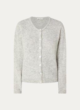 American Vintage Dames Vitow grofgebreid vest in alpaca wolblend in de kleur Lichtgrijs, maat: S