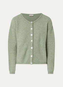 American Vintage Dames Fijngebreid vest in alpaca wolblend in de kleur Lindegroen, maat: S