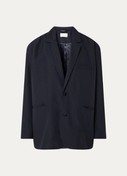 American Vintage Dames Ayany oversized blazer in wolblend met logopatch in de kleur Donkerblauw, maat: XS