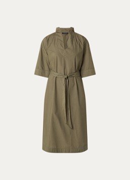 River Woods Dames Midi tuniekjurk met steekzakken en strikceintuur in de kleur Legergroen