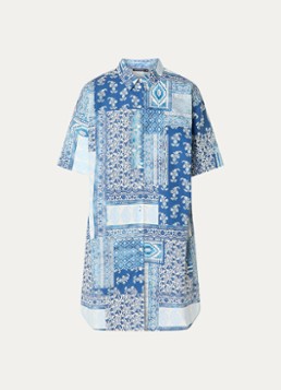 River Woods Dames Mini blouse jurk met print en kraag in de kleur Donkerblauw