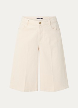River Woods Dames High waist wide fit korte broek met steekzakken in de kleur Creme