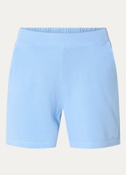 River Woods Dames High waist straight fit korte broek met steekzakken in de kleur Blauw