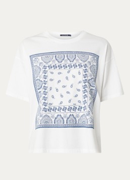 River Woods Dames T-shirt met paisley dessin in de kleur Gebroken wit
