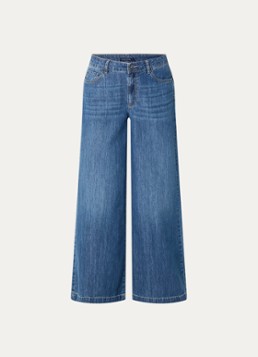 River Woods Dames Mid waist wide fit broek van chambray in de kleur Blauw