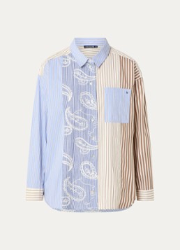 River Woods Dames Blouse met streepprint en borduring in de kleur Blauw