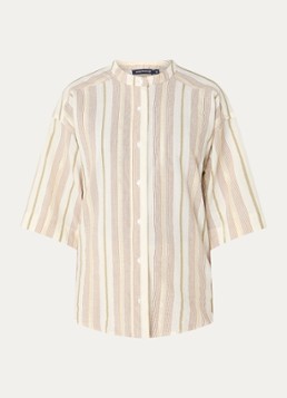 River Woods Dames Blouse met streepprint en lurex in de kleur Beige