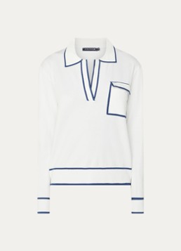 River Woods Dames Fijngebreide trui met klepzak in de kleur Indigo
