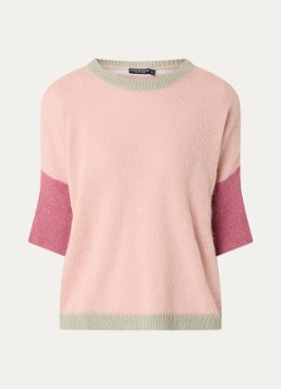 River Woods Dames Fijngebreide trui in alpaca wolblend met streepprint in de kleur Zalmroze