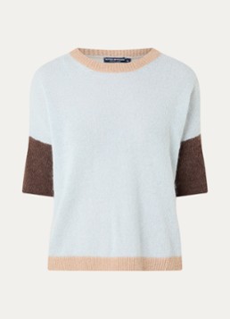 River Woods Dames Fijngebreide trui in alpaca wolblend met streepprint in de kleur Lichtblauw
