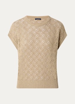 River Woods Dames Fijngebreide top met opengewerkt dessin in de kleur Khaki