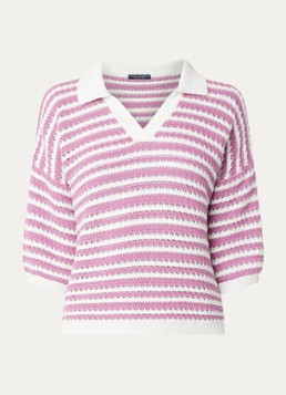 River Woods Dames Grofgebreide trui met streepprint in de kleur Roze
