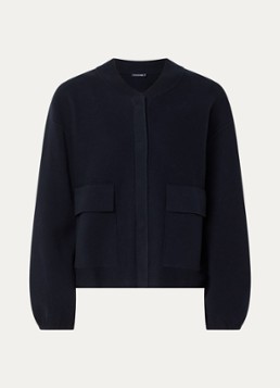 River Woods Dames Fijngebreid vest met klepzakken in de kleur Donkerblauw