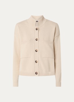 River Woods Dames Grofgebreid vest met borstzakken in de kleur Beige