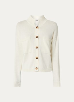 River Woods Dames Grofgebreid vest met borstzakken in de kleur Gebroken wit