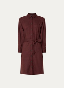River Woods Dames Mini blousejurk met borstzak en strikceintuur in de kleur Bordeauxrood