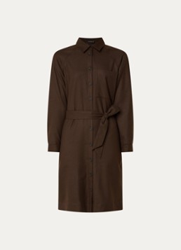 River Woods Dames Mini blousejurk met borstzak en strikceintuur in de kleur Chocoladebruin