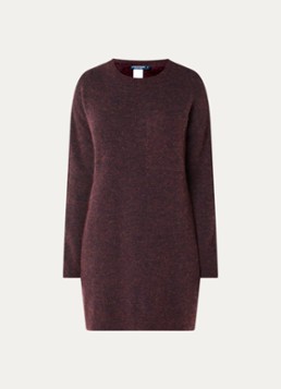 River Woods Dames Fijngebreide mini trui-jurk in alpaca wolblend in de kleur Bordeauxrood