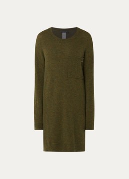 River Woods Dames Fijngebreide mini trui-jurk in alpaca wolblend in de kleur Mosgroen