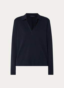 River Woods Dames Longsleeve met polokraag in de kleur Donkerblauw