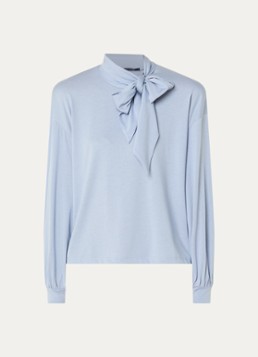 River Woods Dames Longsleeve met sjaalkraag in de kleur Lichtblauw