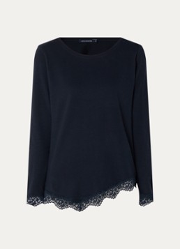 River Woods Dames Longsleeve met details van kant in de kleur Donkerblauw
