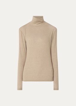 River Woods Dames Pullover in wolblend met col in de kleur Beige