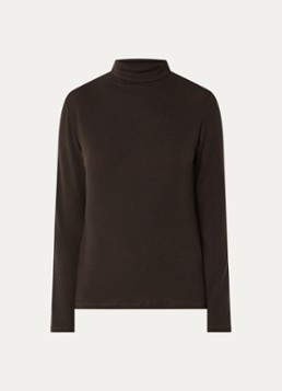River Woods Dames Pullover in wolblend met col in de kleur Chocoladebruin