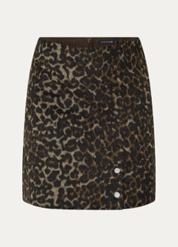 River Woods Dames Mini rok met panterprint in de kleur Donkerbruin