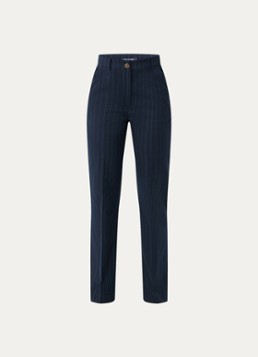 River Woods Dames Mid waist slim fit pantalon met krijtstreep in de kleur Donkerblauw