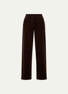 River Woods Dames High waist wide fit broek van corduroy met steekzakken in de kleur Chocoladebruin