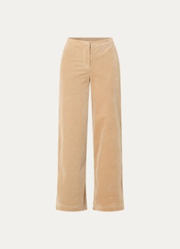 River Woods Dames High waist wide fit broek van corduroy met steekzakken in de kleur Zand