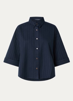 River Woods Dames Oversized blouse met krijtstreep in de kleur Donkerblauw
