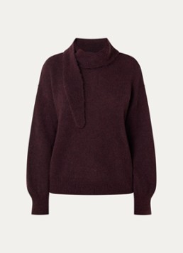 River Woods Dames Fijngebreide trui in alpaca wolblend met sjaalkraag in de kleur Bordeauxrood