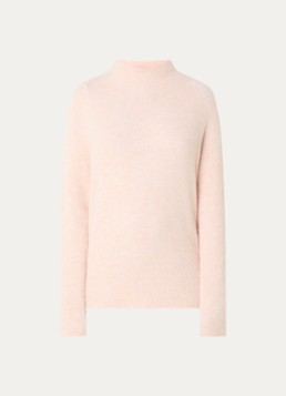 River Woods Dames Grofgebreide trui in alpaca wolblend met col in de kleur Lichtroze