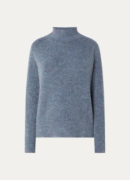 River Woods Dames Grofgebreide trui in alpaca wolblend met col in de kleur Staalblauw