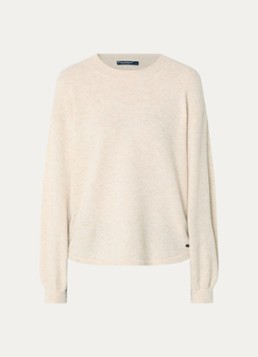 River Woods Dames Fijngebreide pullover van wol met ronde hals in de kleur Creme