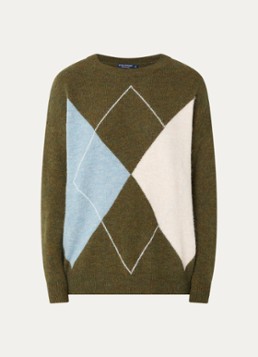 River Woods Dames Fijngebreide trui in wolblend met ronde hals in de kleur Khaki
