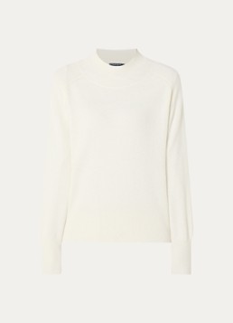 River Woods Dames Fijngebreide pullover van wol met opstaande kraag in de kleur Creme