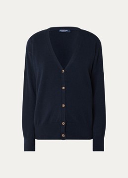 River Woods Dames Fijngebreid vest van merino wol met V-hals in de kleur Donkerblauw