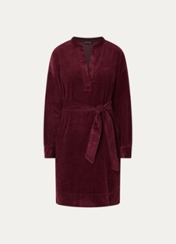 River Woods Dames Mini tuniekjurk van corduroy met strikceintuur in de kleur Bordeauxrood